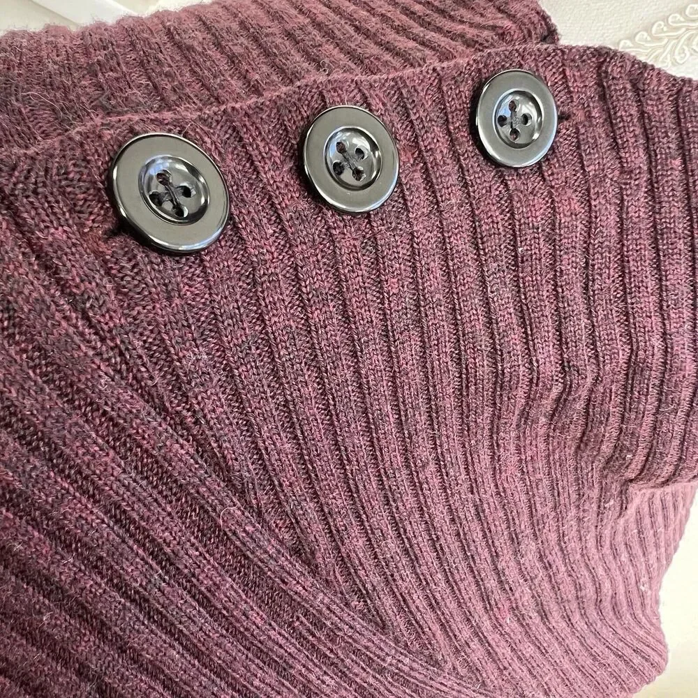 Rag & Bone Reanna 100% Merino Wool Asymmetrical Sweater Dress Sz S Maroon *READ* - Picture 3 of 8